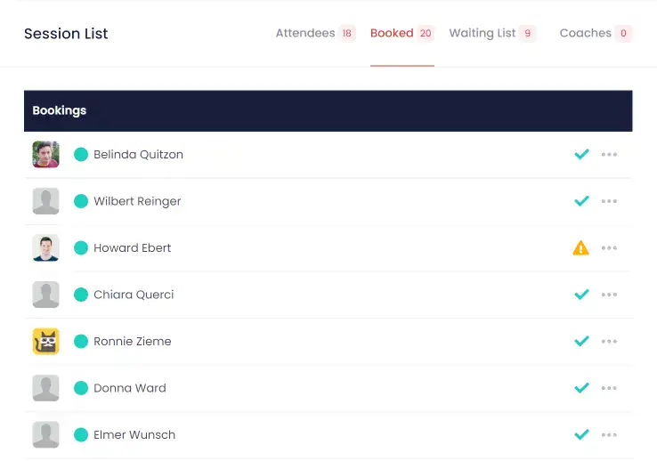 Session attendance tracking