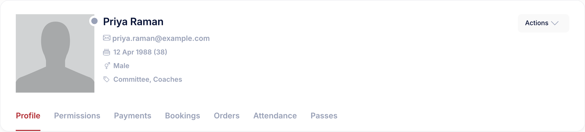 A member profile header showing the member's groups listed under their details