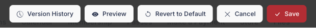 The edit bar showing Version History, Preview, Revert to Default, Cancel and Save