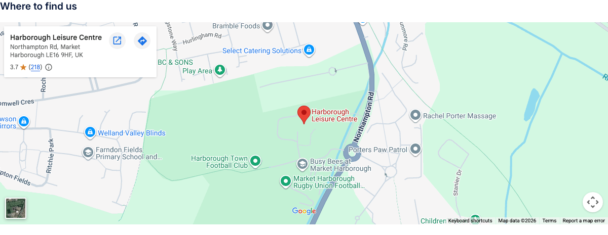 A Map block on a published page, showing a Google map of the club's venue beneath a heading